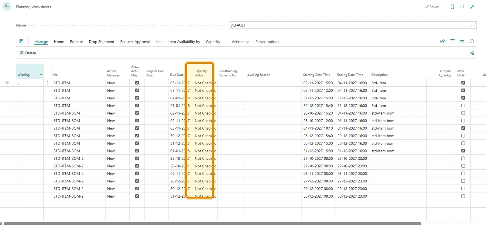 Capacity Planning in D365 Business Central — Before Levelling