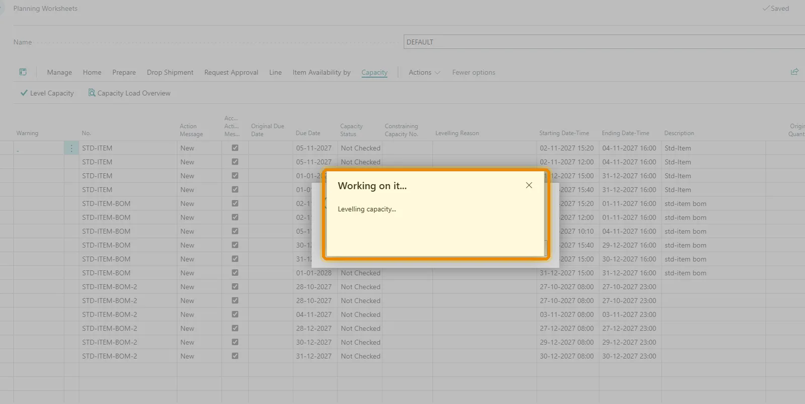 Capacity Planning in D365 Business Central — Levelling in Progress