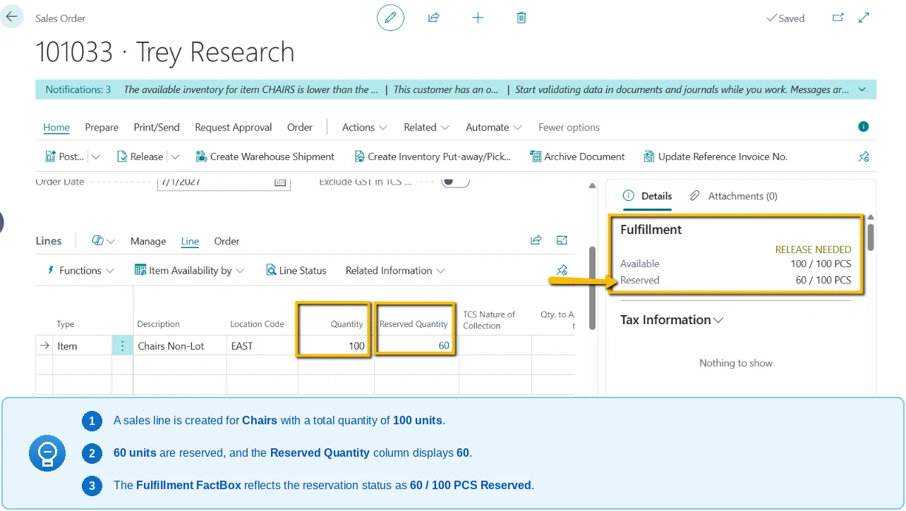 Sales Status Viewer in D365 Business Central — Reservation Visibility