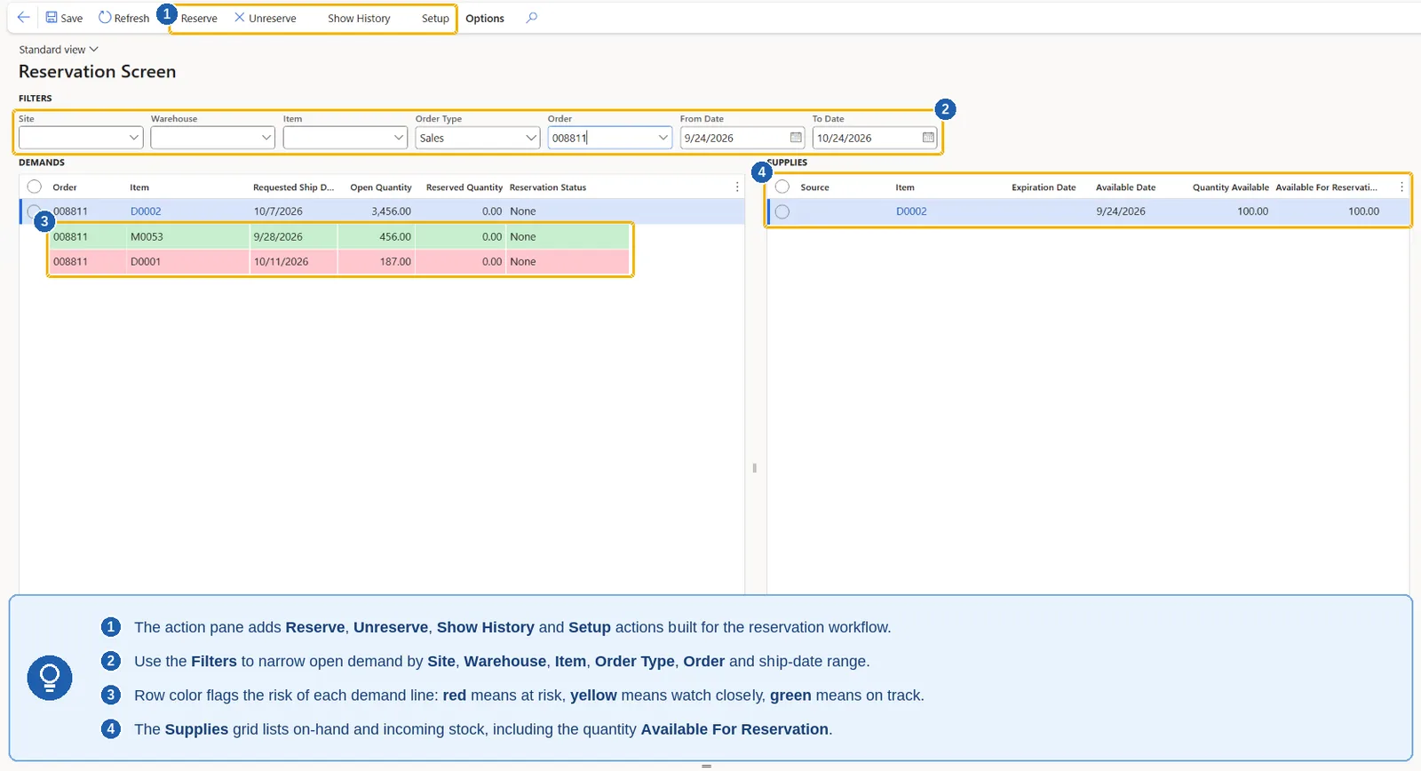 Smart Reservation in D365 Supply Chain Management — Demand and Supply on One Screen